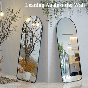 English Elm Arch 70.8x32" Full Length Arched Mirror - Oversized Leaning Floor Mirror with Black Metal Frame W708P379200