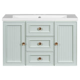 English Elm 30" Wall Mounted Bathroom Vanity With Sink Combo, Functional Drawer, Solid Wood & Mdf Board & Ceramic, Green