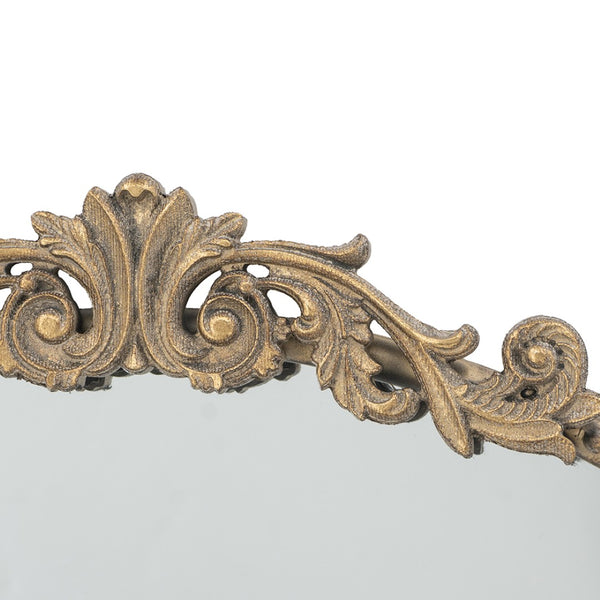 English Elm 30" Round Baroque Ornamental Iron Wall Mirror Matte Entryway Powder Room Statement Piece Gold W2078124100