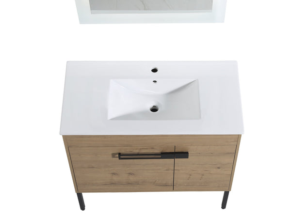 English Elm 36 Inch Bathroom Vanity With Sink - Versatile Freestanding Or Floating Design For Modern Spaces W999S00109
