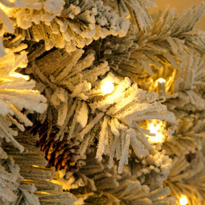 English Elm Pre-lit 7ft Artificial Christmas Set with 325 Warm LED Lights, Garland, Wreath & 2 Entry Trees (Flame‑Resistant) PX307760AAF