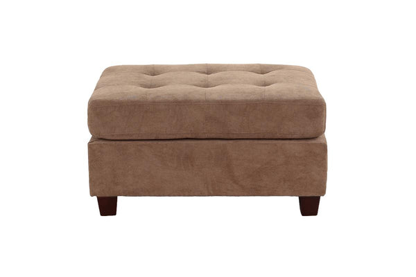 English Elm Cocktail Waffle Suede Ottoman in Truffle with Tufted Cushion, Plush 36"x26"x20" Accent Seat Hardwood Base B01152305