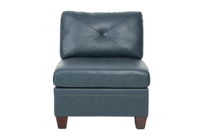 English Elm Contemporary Ink Blue Genuine Leather Armless Chair - Tufted Seat, Top-Grain Comfort, Wood Legs B01151379