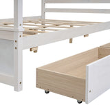 Hearth and Haven Grant Canopy Full Bed with Four Drawers, Brushed White