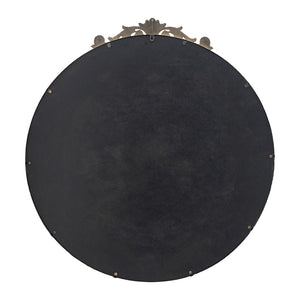 English Elm 36" Round Baroque Iron Frame Wall Mirror Matte Sculptural Relief Entryway Accent Gold W2078124102