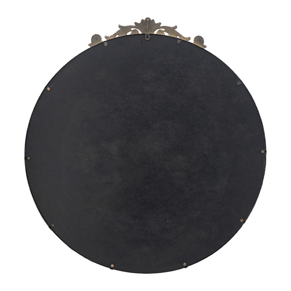 English Elm 36" Round Baroque Iron Frame Wall Mirror Matte Sculptural Relief Entryway Accent Gold W2078124102
