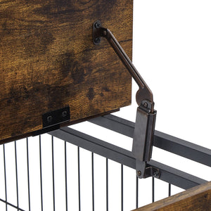 English Elm Furniture Rustic Brown Dog Crate Side Table on Wheels with Top Lift, Double Doors, Secure & Quiet Resting Space W1162120540