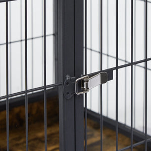 English Elm Furniture Rustic Brown Dog Crate Side Table on Wheels with Top Lift, Double Doors, Secure & Quiet Resting Space W1162120540