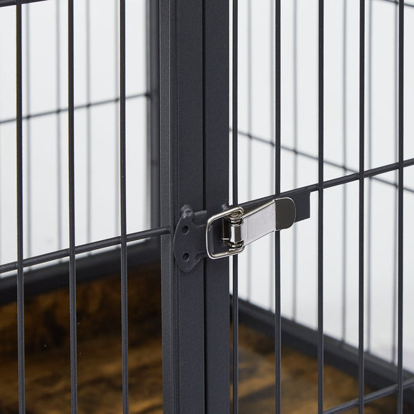 English Elm Furniture Rustic Brown Dog Crate Side Table on Wheels with Top Lift, Double Doors, Secure & Quiet Resting Space W1162120540