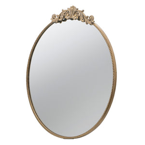 English Elm 36" Round Baroque Iron Frame Wall Mirror Matte Sculptural Relief Entryway Accent Gold W2078124102