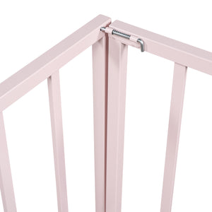 English Elm Full Floor Metal Bed Frame with Decorative Fence and Door for Kids, Elegant Low-Profile Sleep Space Pink MF307107AAH