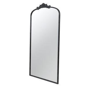 English Elm 66" Baroque Crown Arched Iron Frame Full Length Floor Mirror for Bedroom Entryway W2078124105