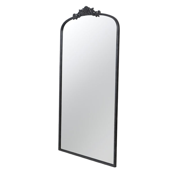 English Elm 66" Baroque Crown Arched Iron Frame Full Length Floor Mirror for Bedroom Entryway W2078124105