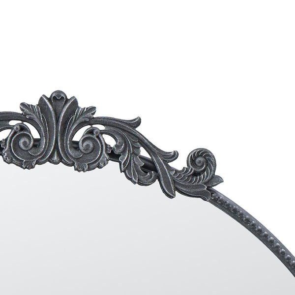 English Elm 36" Round Baroque Iron Frame Wall Mirror Matte Sculptural Relief Entryway Accent Black W2078124103