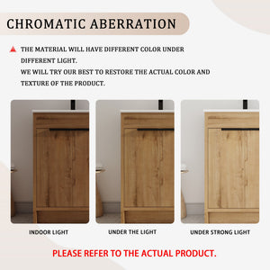 English Elm 24" Freestanding Bathroom Vanity with Ceramic Sink, Soft-Close Doors, Adjustable Shelf, Water-Resistant Finish W999S00099