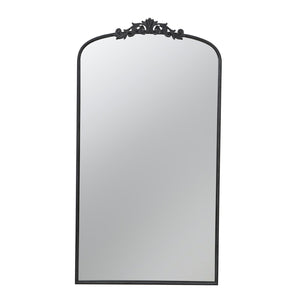 English Elm 66" Baroque Crown Arched Iron Frame Full Length Floor Mirror for Bedroom Entryway W2078124105