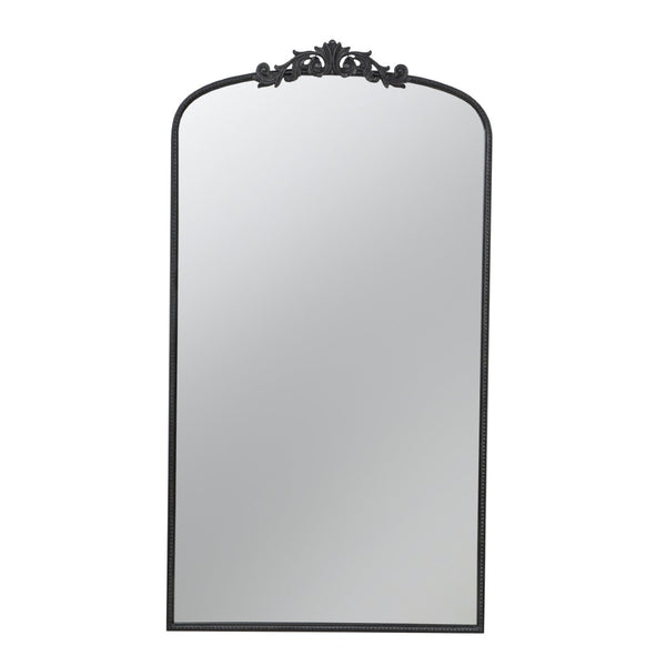 English Elm 66" Baroque Crown Arched Iron Frame Full Length Floor Mirror for Bedroom Entryway W2078124105