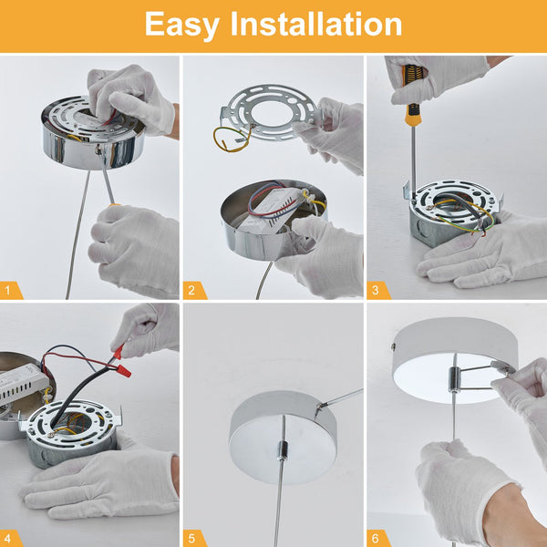 English Elm Modern Crystal Chandelier Bedside Lamp LED Pendant Light Chrome Adjustable Rod Eye‑Protecting Glow W1340124201