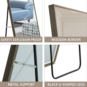 English Elm The Slim Gray Metal Frame Full Length Floor Mirror for Bedroom or Entryway Decor W1151P143478