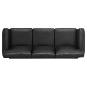English Elm 3 Seater Pu Leather Sofa with Nail Head Trim Rolled Arms and Birch Legs W680111462