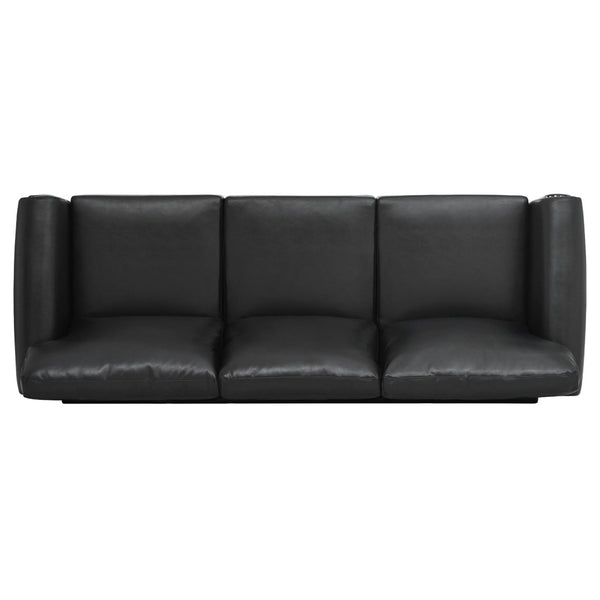English Elm 3 Seater Pu Leather Sofa with Nail Head Trim Rolled Arms and Birch Legs W680111462