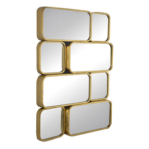 English Elm 32" Gold Iron Mosaic Wall Mirror Glam Multi Panel Grid Accent for Living Room W2078124319