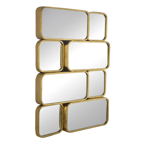 English Elm 32" Gold Iron Mosaic Wall Mirror Glam Multi Panel Grid Accent for Living Room W2078124319