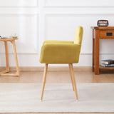 Hearth and Haven Velet Upholstered Side Dining Chair with Metal Leg(Yellow Velet+Beech Wooden Printing Leg), Kd Backrest W490124294
