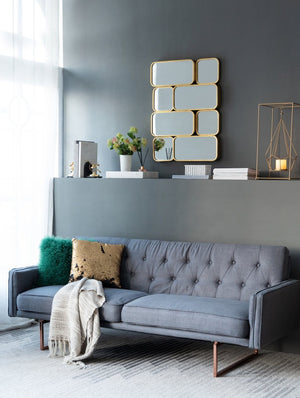 English Elm 32" Gold Iron Mosaic Wall Mirror Glam Multi Panel Grid Accent for Living Room W2078124319