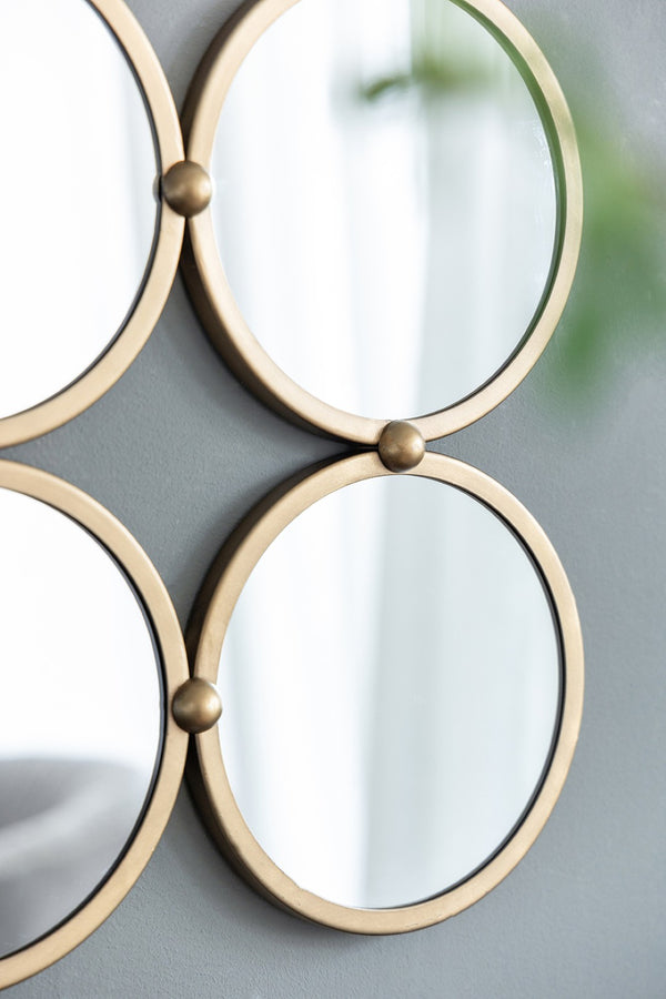 English Elm 27.2" Iron Frame Nine Ring Geometric Wall Mirror Mid-century Modern Entryway Accent W2078124364