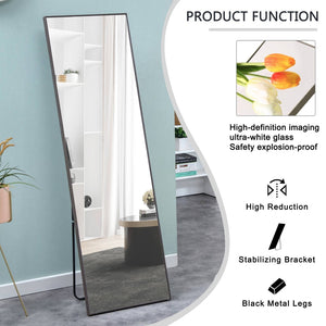English Elm The Slim Gray Metal Frame Full Length Floor Mirror for Bedroom or Entryway Decor W1151P143478