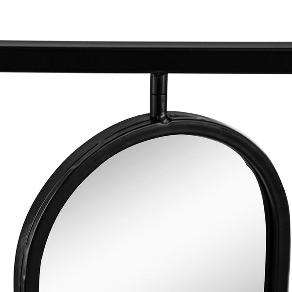 English Elm 36" Iron Square Frame Wall Mirror with Four Swivel Oval Panels Matte Black Finish W2078124365