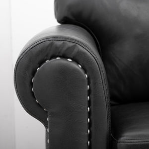 English Elm 3 Seater Pu Leather Sofa with Nail Head Trim Rolled Arms and Birch Legs W680111462