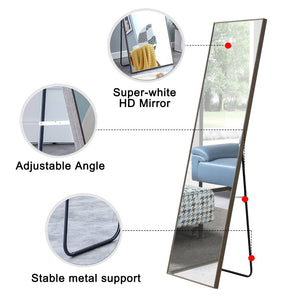 English Elm The Slim Gray Metal Frame Full Length Floor Mirror for Bedroom or Entryway Decor W1151P143478
