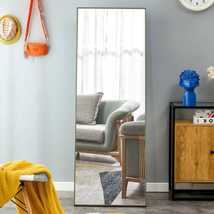 English Elm The Slim Gray Metal Frame Full Length Floor Mirror for Bedroom or Entryway Decor W1151P143478