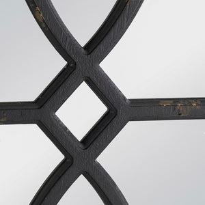 English Elm 16" Rectangular Carved Scrollwork Distressed Wood Wall Mirror Set for Entryway Decor Black W2078124316