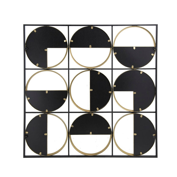 English Elm 35.6" Square Iron Beaded Wall Mirror Matte Black Finish Entryway Bedroom Accent W2078124371