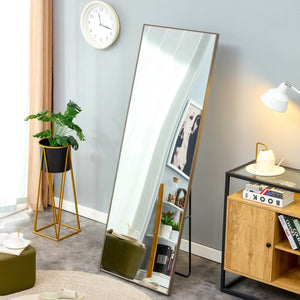 English Elm The Slim Gray Metal Frame Full Length Floor Mirror for Bedroom or Entryway Decor W1151P143478