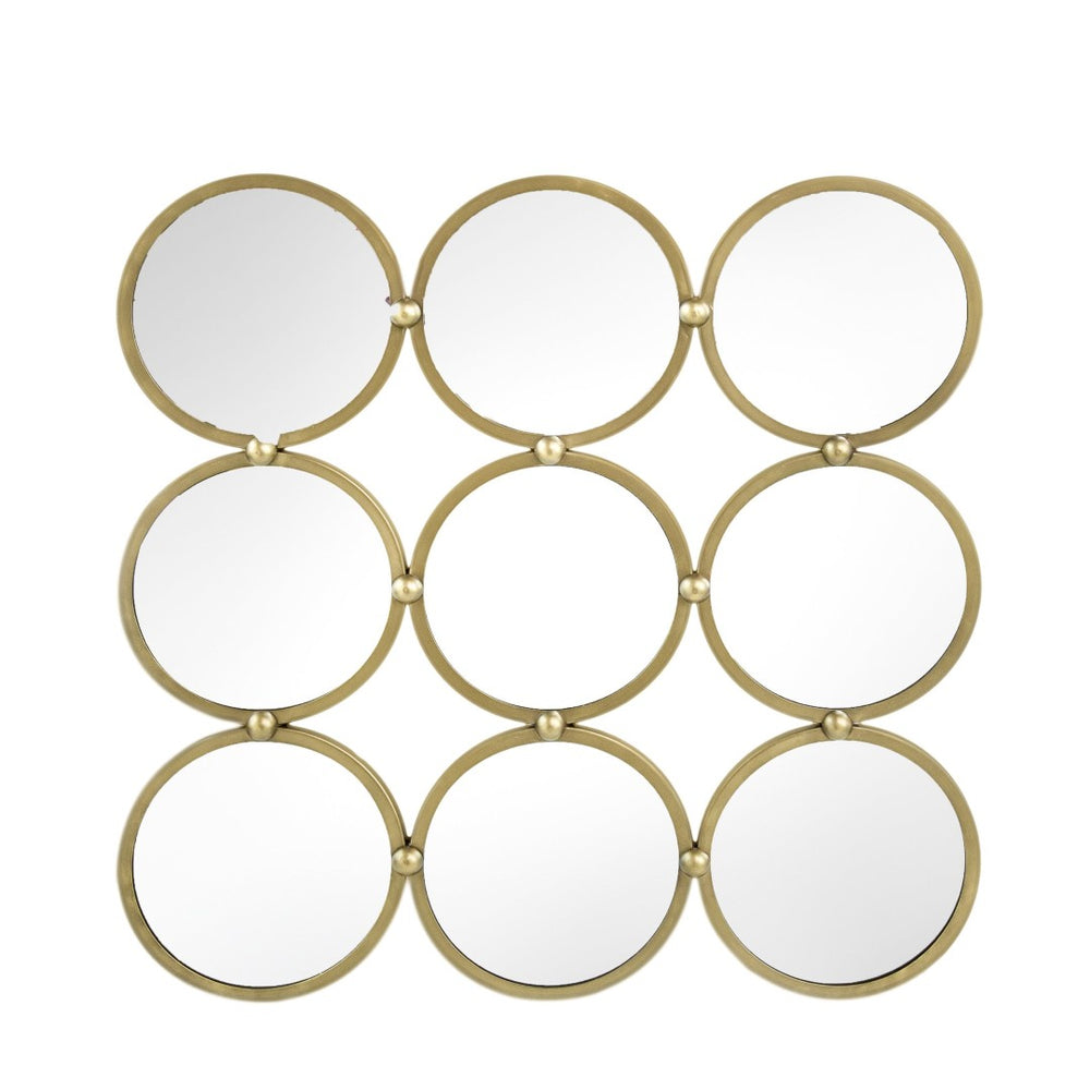 English Elm 27.2" Iron Frame Nine Ring Geometric Wall Mirror Mid-century Modern Entryway Accent W2078124364