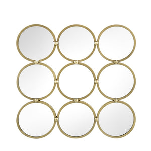 English Elm 27.2" Iron Frame Nine Ring Geometric Wall Mirror Mid-century Modern Entryway Accent W2078124364