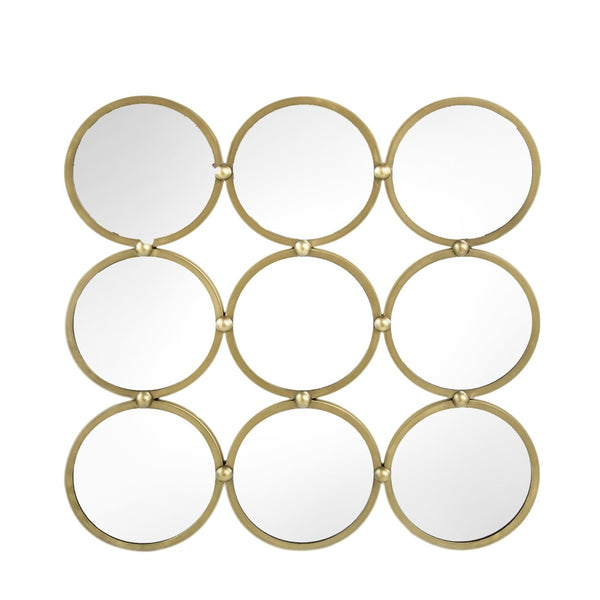 English Elm 27.2" Iron Frame Nine Ring Geometric Wall Mirror Mid-century Modern Entryway Accent W2078124364