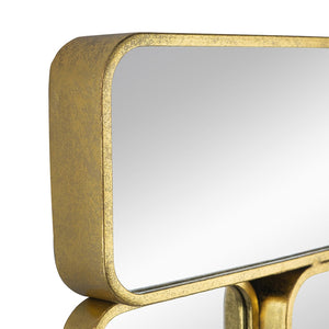 English Elm 32" Gold Iron Mosaic Wall Mirror Glam Multi Panel Grid Accent for Living Room W2078124319