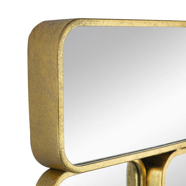 English Elm 32" Gold Iron Mosaic Wall Mirror Glam Multi Panel Grid Accent for Living Room W2078124319