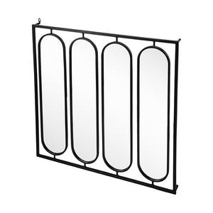 English Elm 36" Iron Square Frame Wall Mirror with Four Swivel Oval Panels Matte Black Finish W2078124365
