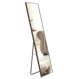 English Elm The Slim Gray Metal Frame Full Length Floor Mirror for Bedroom or Entryway Decor W1151P143478
