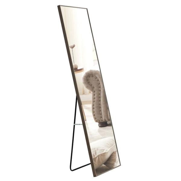 English Elm The Slim Gray Metal Frame Full Length Floor Mirror for Bedroom or Entryway Decor W1151P143478