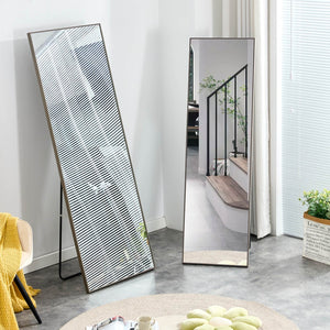 English Elm The Slim Gray Metal Frame Full Length Floor Mirror for Bedroom or Entryway Decor W1151P143478