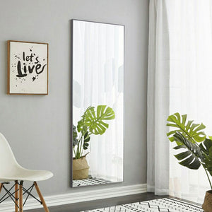 English Elm The Slim Gray Metal Frame Full Length Floor Mirror for Bedroom or Entryway Decor W1151P143478