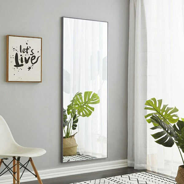 English Elm The Slim Gray Metal Frame Full Length Floor Mirror for Bedroom or Entryway Decor W1151P143478