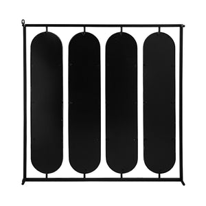 English Elm 36" Iron Square Frame Wall Mirror with Four Swivel Oval Panels Matte Black Finish W2078124365